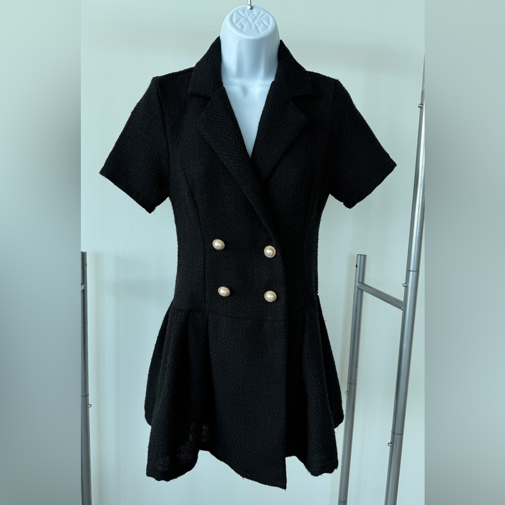 Black Button Detail Mini Dress - Finesse